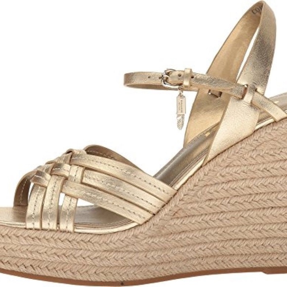 Coach Gold Jute Platform Wedge Sandals - Picture 4 of 4